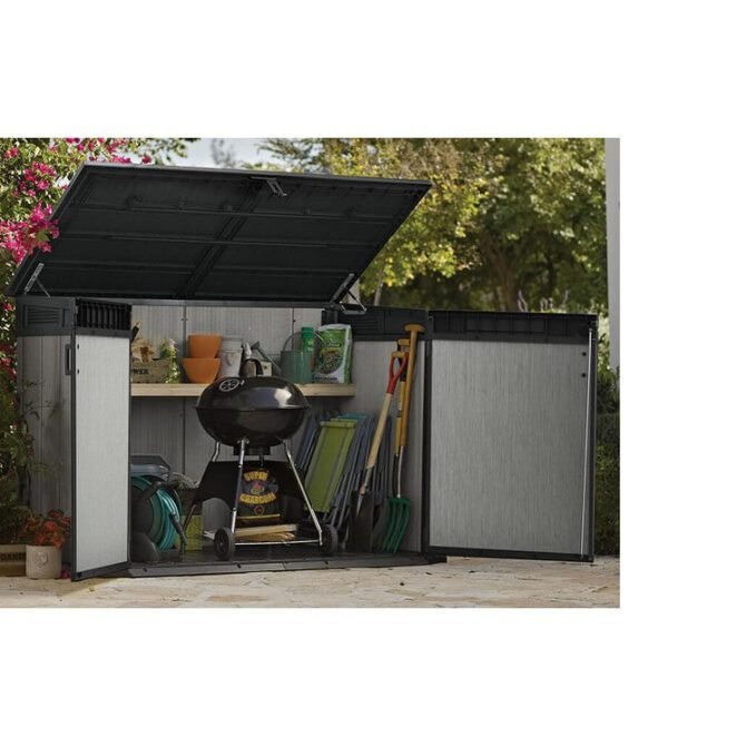 Keter 6′ x 3′ Oakland Grande Store Heavy Duty Plastic Shed – Grey-oakleysgardenmachine- Free shipping