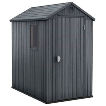 Keter 4’x6′ Darwin Heavy Duty Plastic Garden Shed – Grey-oakleysgardenmachine- Free shipping