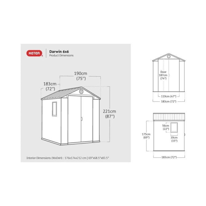 Keter 6’x6′ Darwin Heavy Duty Plastic Garden Shed – Brown-oakleysgardenmachine- Free shipping