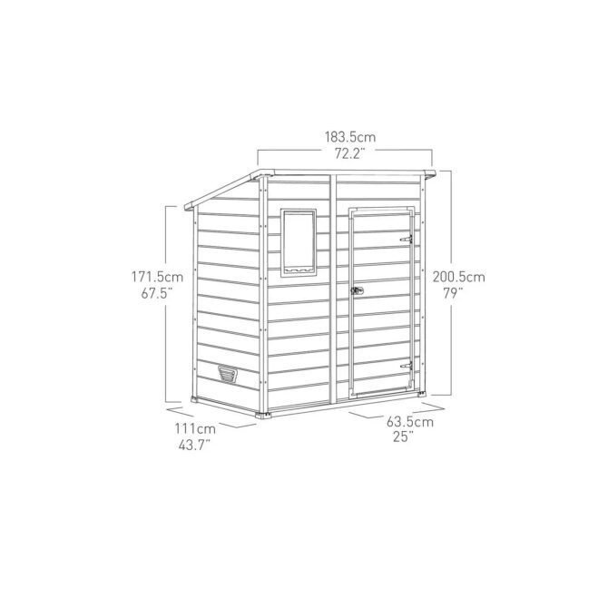 Keter 6′ x 4′ Manor Plastic Pent Garden Storage Shed – Beige-oakleysgardenmachine- Free shipping
