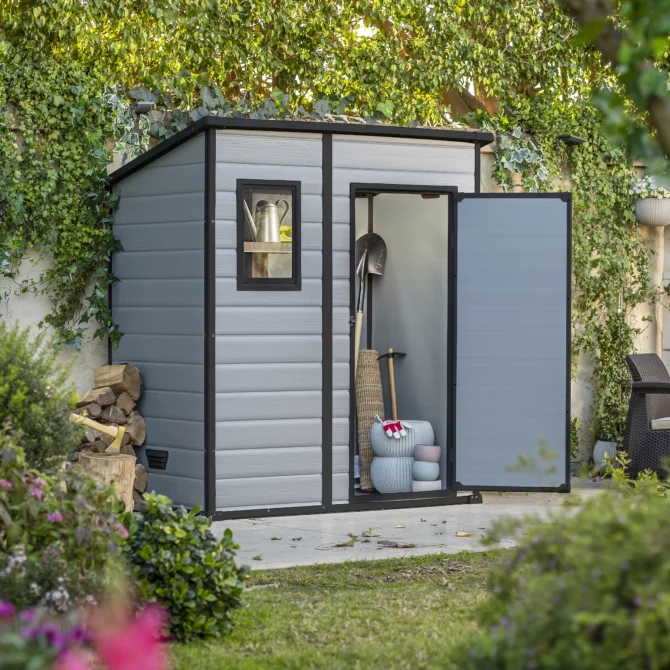 Klikstrom Senner 6x4 ft Pent Grey Shed with floor & 1 window