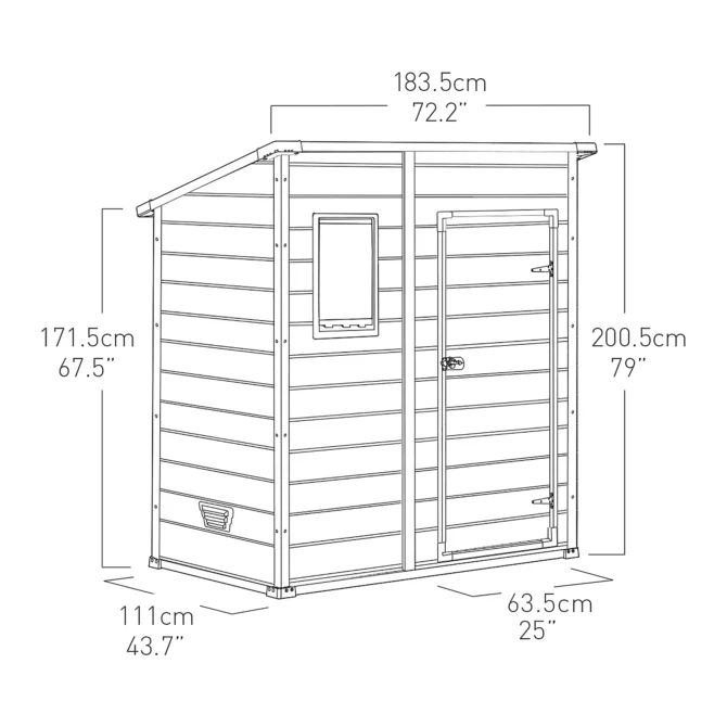 Klikstrom Senner 6x4 ft Pent Grey Shed with floor & 1 window